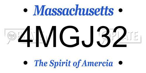 4MGJ32 Massachusetts License Plate