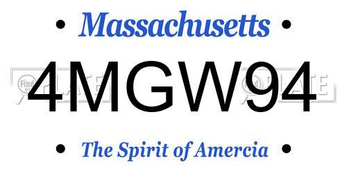 4MGW94 Massachusetts License Plate