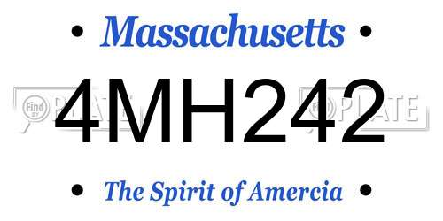 4MH242 Massachusetts License Plate