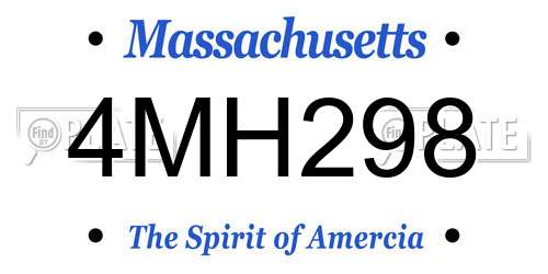 4MH298 Massachusetts License Plate
