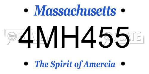 4MH455 Massachusetts License Plate