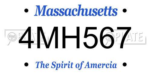 4MH567 Massachusetts License Plate