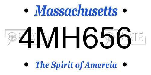 4MH656 Massachusetts License Plate