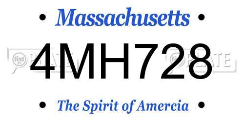 4MH728 Massachusetts License Plate
