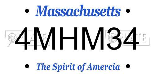 4MHM34 Massachusetts License Plate