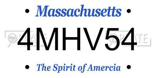 4MHV54 Massachusetts License Plate