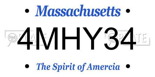 4MHY34 Massachusetts License Plate