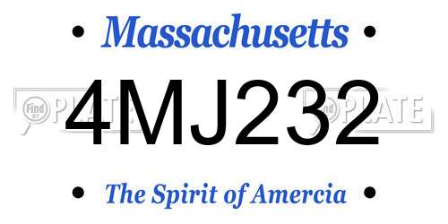 4MJ232 Massachusetts License Plate