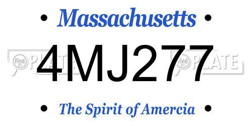 4MJ277 Massachusetts License Plate