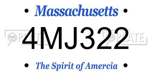 4MJ322 Massachusetts License Plate