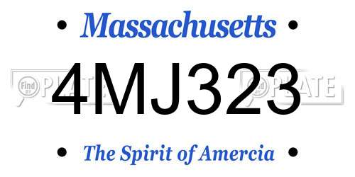 4MJ323 Massachusetts License Plate