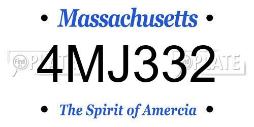 4MJ332 Massachusetts License Plate