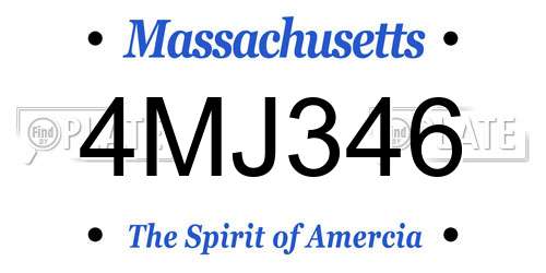 4MJ346 Massachusetts License Plate