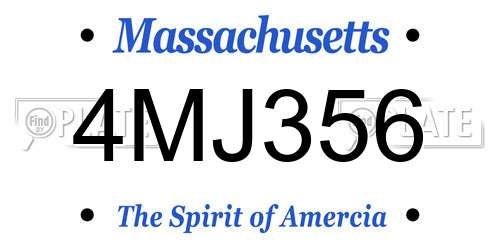 4MJ356 Massachusetts License Plate