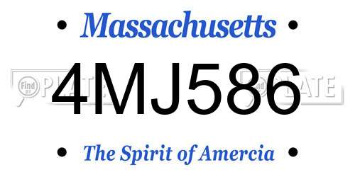 4MJ586 Massachusetts License Plate