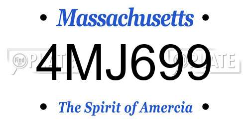 4MJ699 Massachusetts License Plate