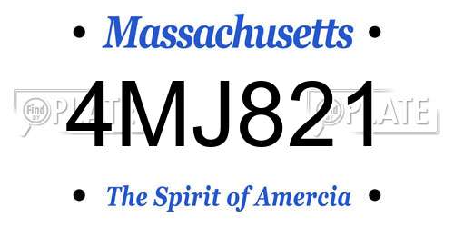 4MJ821 Massachusetts License Plate