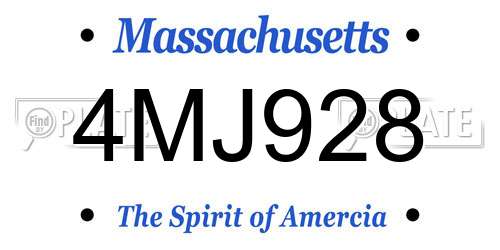 4MJ928 Massachusetts License Plate