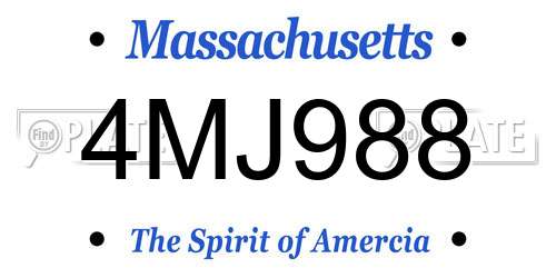 4MJ988 Massachusetts License Plate