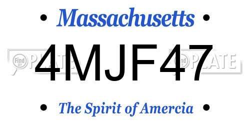 4MJF47 Massachusetts License Plate