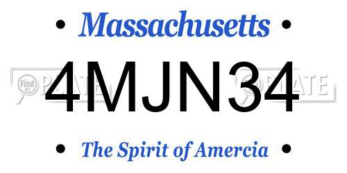 4MJN34 Massachusetts License Plate