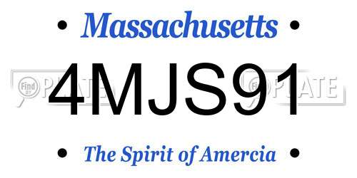 4MJS91 Massachusetts License Plate