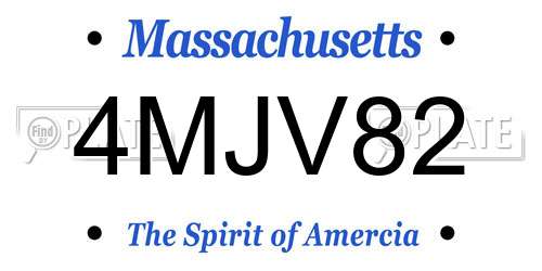 4MJV82 Massachusetts License Plate