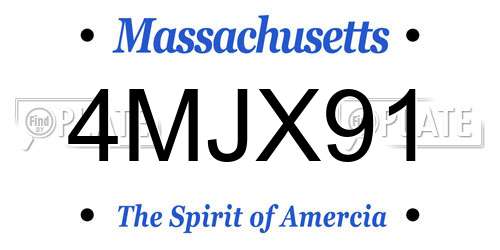 4MJX91 Massachusetts License Plate
