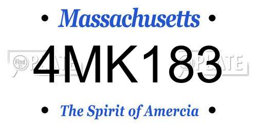 4MK183 Massachusetts License Plate