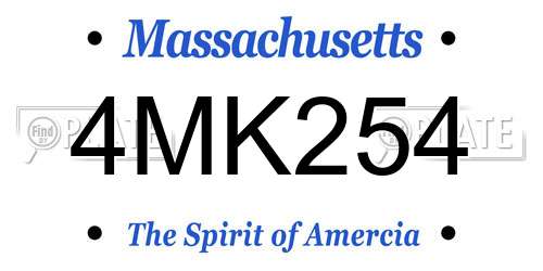 4MK254 Massachusetts License Plate