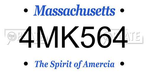 4MK564 Massachusetts License Plate