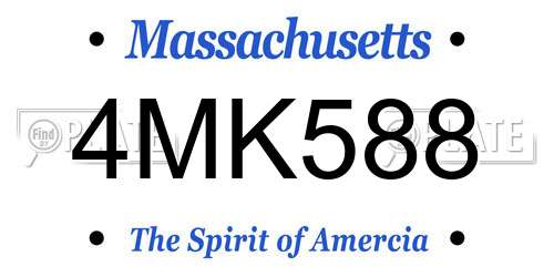 4MK588 Massachusetts License Plate