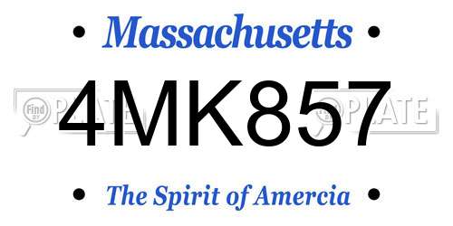 4MK857 Massachusetts License Plate