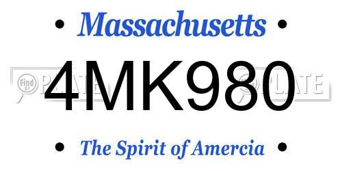 4MK980 Massachusetts License Plate