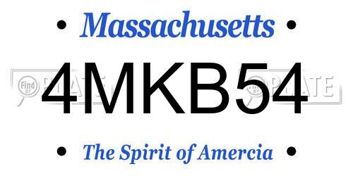 4MKB54 Massachusetts License Plate