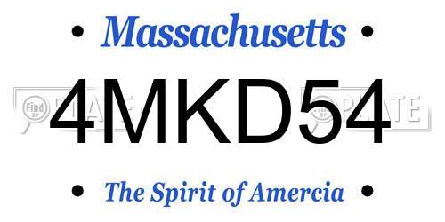 4MKD54 Massachusetts License Plate