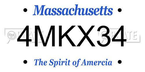 4MKX34 Massachusetts License Plate