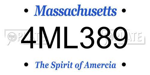 4ML389 Massachusetts License Plate