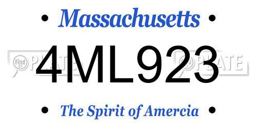 4ML923 Massachusetts License Plate