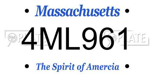 4ML961 Massachusetts License Plate