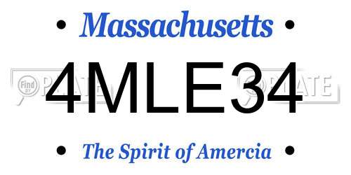 4MLE34 Massachusetts License Plate