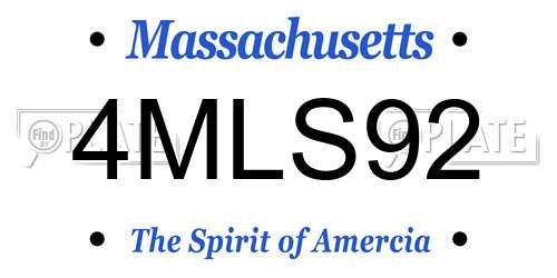 4MLS92 Massachusetts License Plate