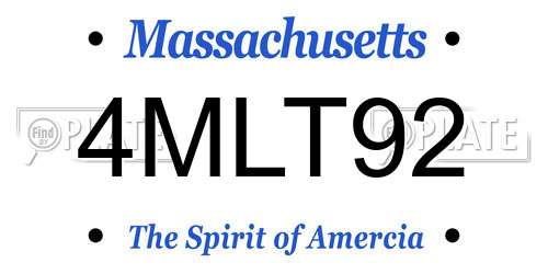 4MLT92 Massachusetts License Plate