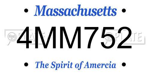 4MM752 Massachusetts License Plate