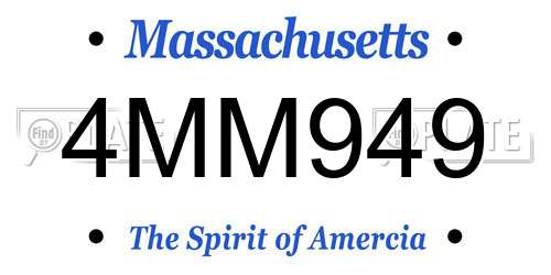 4MM949 Massachusetts License Plate