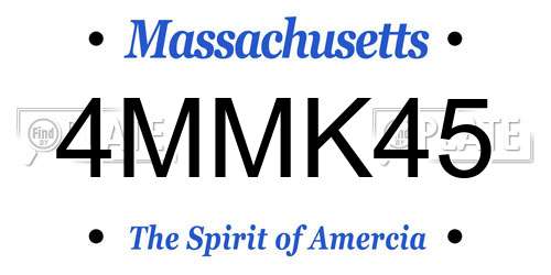 4MMK45 Massachusetts License Plate