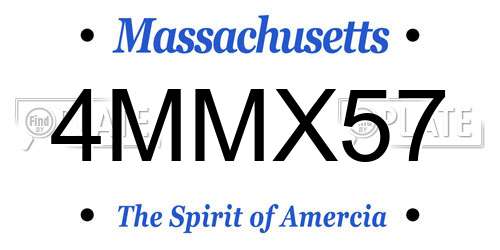 4MMX57 Massachusetts License Plate