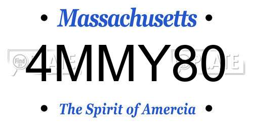 4MMY80 Massachusetts License Plate