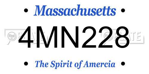 4MN228 Massachusetts License Plate
