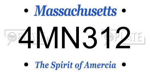 4MN312 Massachusetts License Plate